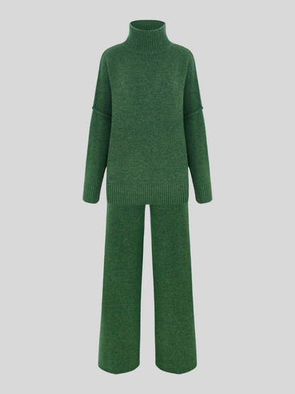 Aryndel - Oversized Turtle-Neck Knitted Two-Piece Set