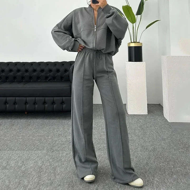 Nola - Cozy Zipper Tracksuit Two-Piece Set