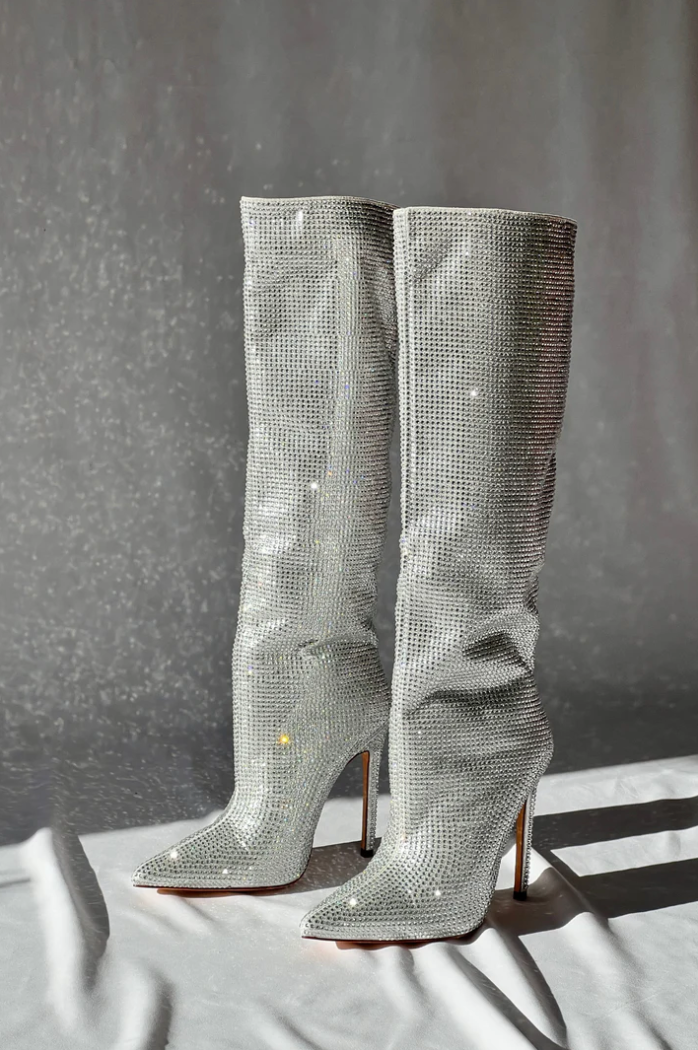 Erythia - Stunning  Sparkle Pencil Heel Boots