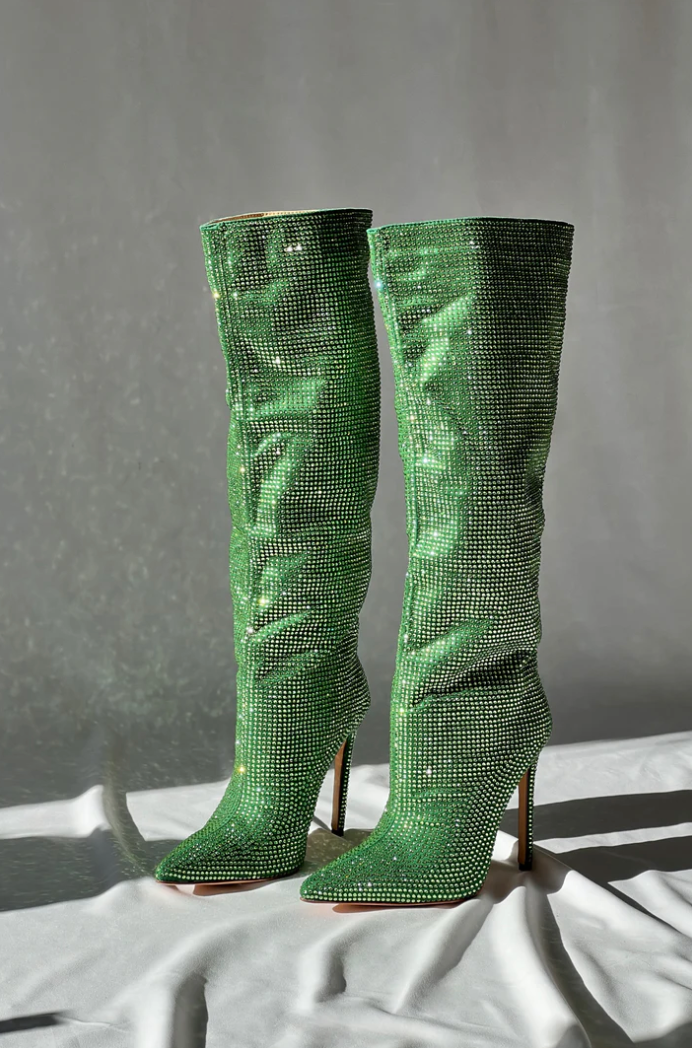 Erythia - Stunning  Sparkle Pencil Heel Boots