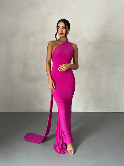 Lynessa - One Shoulder Cut-Out Maxi Dress