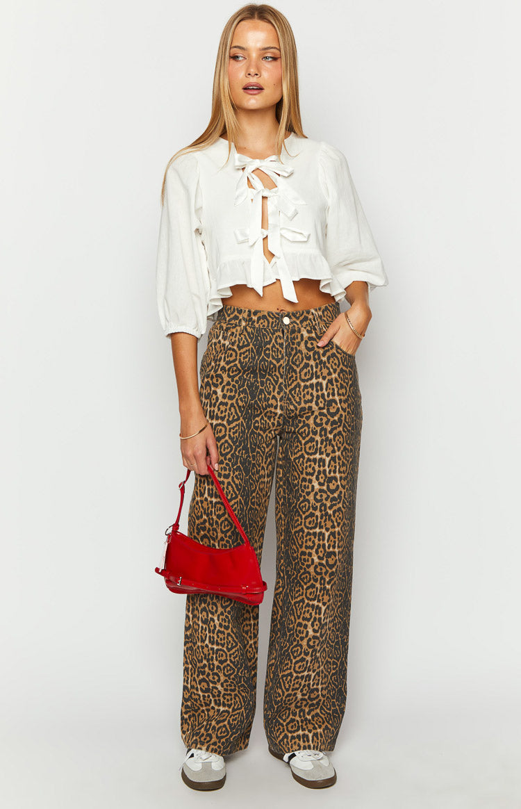 Serena - Leopard Print Straight Fit Jeans